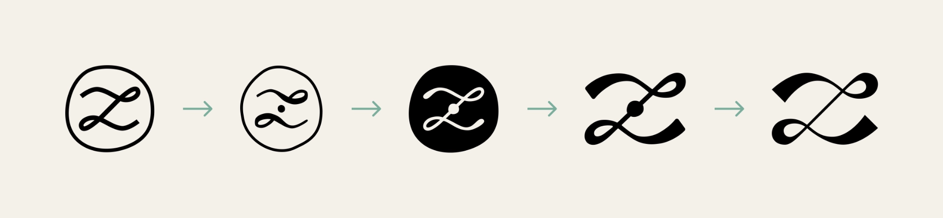 Evoluzione del logo di Laura Zanda: processo di design dal primo bozzetto vettoriale alla versione finale del monogramma