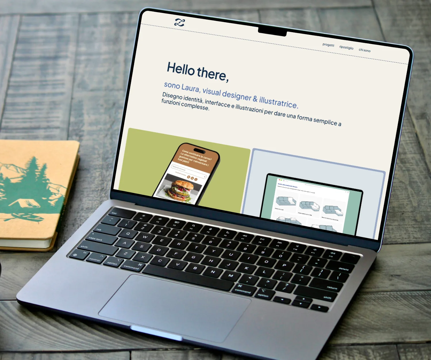 Applicazione del sistema visivo di Laura Zanda alla homepage del sito, progettata per presentare il brand e i progetti in evidenza.