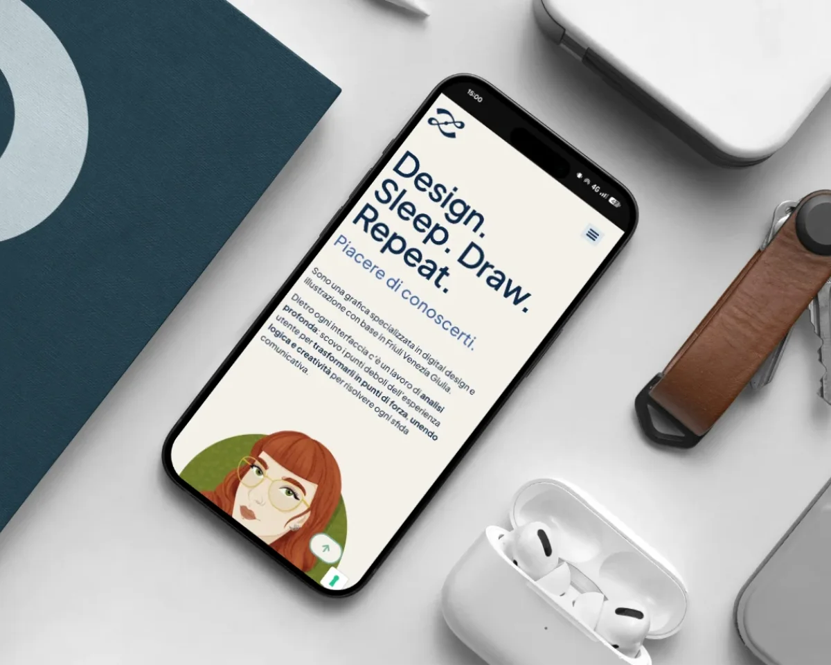 Mockup della pagina chi sono di Laura Zanda, aperta su mobile, raffigurante un layout resposive.